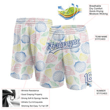 Load image into Gallery viewer, Custom White Royal 3D Pattern Sea Shells Authentic Basketball Shorts
