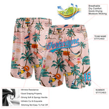 Load image into Gallery viewer, Custom Light Pink Lakes Blue-Pink 3D Pattern Beach Hawaii Holiday Style Authentic Basketball Shorts
