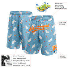 Load image into Gallery viewer, Custom Light Blue Bay Orange-White 3D Pattern Polar Bear And Fish Authentic Basketball Shorts
