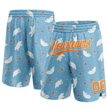 Load image into Gallery viewer, Custom Light Blue Bay Orange-White 3D Pattern Polar Bear And Fish Authentic Basketball Shorts
