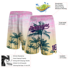 Load image into Gallery viewer, Custom Pink Navy 3D Pattern Hawaii Palm Trees Authentic Basketball Shorts
