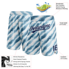 Load image into Gallery viewer, Custom White Navy 3D Pattern Fish In The Sea Authentic Basketball Shorts
