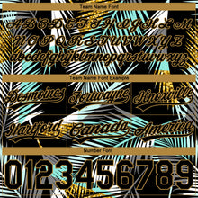 Load image into Gallery viewer, Custom Black Old Gold-Teal 3D Pattern Hawaii Palm Trees Authentic Basketball Shorts
