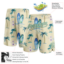 Load image into Gallery viewer, Custom City Cream Teal 3D Pattern Hawaii Coconut Palms Authentic Basketball Shorts
