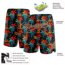 Load image into Gallery viewer, Custom Black Orange-Lakes Blue 3D Pattern Hawaii Coconut Palms Authentic Basketball Shorts
