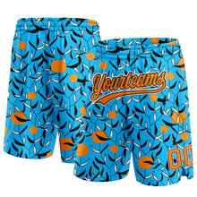 Load image into Gallery viewer, Custom Lakes Blue Bay Orange-Black 3D Pattern Hawaii Leaves And Orange Authentic Basketball Shorts
