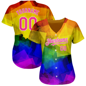 Custom Rainbow For Pride Month Love Is Love LGBT 3D Authentic Baseball Jersey