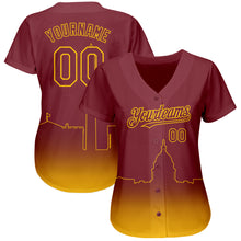 Load image into Gallery viewer, Custom Burgundy Yellow 3D Washington City Edition Fade Fashion Authentic Baseball Jersey
