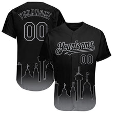 Load image into Gallery viewer, Custom Black Gray 3D San Antonio City Edition Fade Fashion Authentic Baseball Jersey
