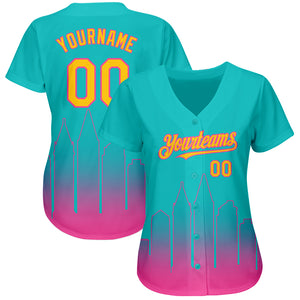 Custom Aqua Yellow-Pink 3D San Diego City Edition Fade Fashion Authentic Baseball Jersey