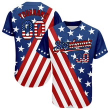 Load image into Gallery viewer, Custom Royal USA Flag Red-Black 3D Authentic Baseball Jersey
