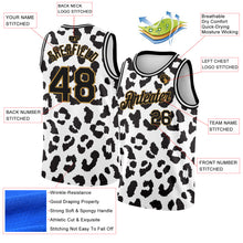 Load image into Gallery viewer, Custom White Black-Old Gold 3D Pattern Design Leopard Print Authentic Basketball Jersey
