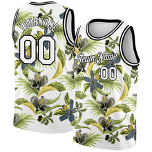 Load image into Gallery viewer, Custom White Black 3D Pattern Tropical Hawaii Plant And Flower Authentic Basketball Jersey

