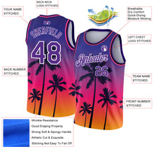 Load image into Gallery viewer, Custom Purple White 3D Pattern Tropical Hawaii Trees Authentic Basketball Jersey
