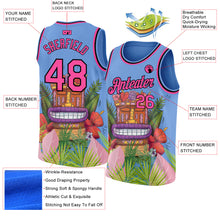 Load image into Gallery viewer, Custom Light Blue Pink-Black 3D Pattern Cartoon Tropical Hawaii Rainforest Authentic Basketball Jersey
