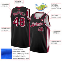Load image into Gallery viewer, Custom Black Maroon-White Side Stripes Authentic City Edition Basketball Jersey
