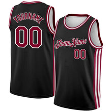 Load image into Gallery viewer, Custom Black Maroon-White Side Stripes Authentic City Edition Basketball Jersey
