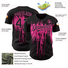 Load image into Gallery viewer, Custom Black Pink 3D Pattern Design Dripping Splatter Art Authentic Baseball Jersey
