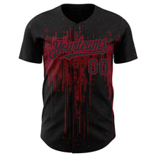 Load image into Gallery viewer, Custom Black Crimson 3D Pattern Design Dripping Splatter Art Authentic Baseball Jersey
