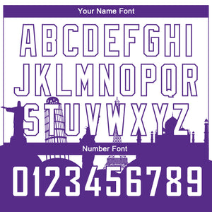 Custom White Purple Holiday Travel Monuments Silhouette Authentic City Edition Basketball Jersey