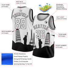 Load image into Gallery viewer, Custom White Black Holiday Travel Monuments Silhouette Authentic City Edition Basketball Jersey
