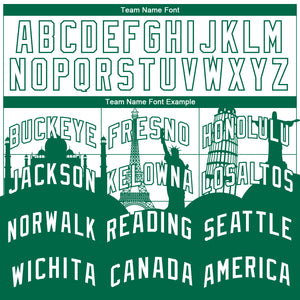 Custom White Kelly Green Holiday Travel Monuments Silhouette Authentic City Edition Basketball Jersey