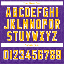 Load image into Gallery viewer, Custom Purple Gold-White Geometric Shapes And Side Stripes Authentic City Edition Basketball Jersey
