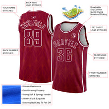 Load image into Gallery viewer, Custom Maroon White Geometric Shapes And Side Stripes Authentic City Edition Basketball Jersey
