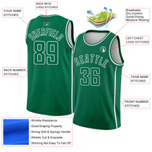 Load image into Gallery viewer, Custom Kelly Green White Geometric Shapes And Side Stripes Authentic City Edition Basketball Jersey
