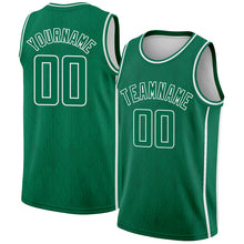 Load image into Gallery viewer, Custom Kelly Green White Geometric Shapes And Side Stripes Authentic City Edition Basketball Jersey
