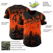 Load image into Gallery viewer, Custom Black Orange 3D Pattern Design Abstract Splatter Grunge Art Authentic Baseball Jersey
