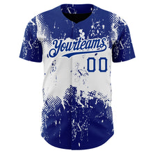 Load image into Gallery viewer, Custom Royal White 3D Pattern Design Abstract Splatter Grunge Art Authentic Baseball Jersey
