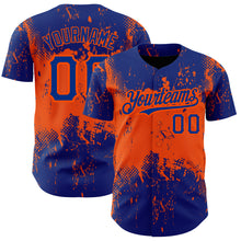 Load image into Gallery viewer, Custom Royal Orange 3D Pattern Design Abstract Splatter Grunge Art Authentic Baseball Jersey
