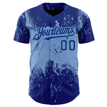 Load image into Gallery viewer, Custom Royal Light Blue 3D Pattern Design Abstract Splatter Grunge Art Authentic Baseball Jersey
