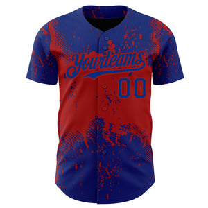 Custom Royal Red 3D Pattern Design Abstract Splatter Grunge Art Authentic Baseball Jersey