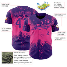 Load image into Gallery viewer, Custom Purple Pink 3D Pattern Design Abstract Splatter Grunge Art Authentic Baseball Jersey
