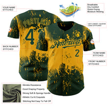 Load image into Gallery viewer, Custom Green Gold 3D Pattern Design Abstract Splatter Grunge Art Authentic Baseball Jersey
