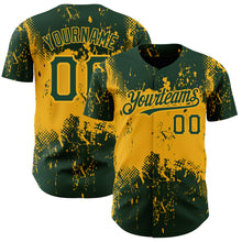 Load image into Gallery viewer, Custom Green Gold 3D Pattern Design Abstract Splatter Grunge Art Authentic Baseball Jersey
