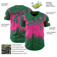 Load image into Gallery viewer, Custom Kelly Green Pink 3D Pattern Design Abstract Splatter Grunge Art Authentic Baseball Jersey
