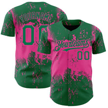 Load image into Gallery viewer, Custom Kelly Green Pink 3D Pattern Design Abstract Splatter Grunge Art Authentic Baseball Jersey
