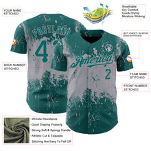 Load image into Gallery viewer, Custom Teal Gray 3D Pattern Design Abstract Splatter Grunge Art Authentic Baseball Jersey
