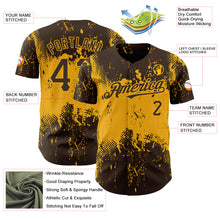 Load image into Gallery viewer, Custom Brown Gold 3D Pattern Design Abstract Splatter Grunge Art Authentic Baseball Jersey
