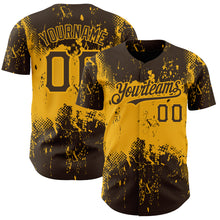 Load image into Gallery viewer, Custom Brown Gold 3D Pattern Design Abstract Splatter Grunge Art Authentic Baseball Jersey
