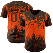 Load image into Gallery viewer, Custom Brown Orange 3D Pattern Design Abstract Splatter Grunge Art Authentic Baseball Jersey
