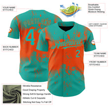 Load image into Gallery viewer, Custom Aqua Orange 3D Pattern Design Abstract Splatter Grunge Art Authentic Baseball Jersey
