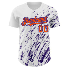 Load image into Gallery viewer, Custom White Orange-Purple 3D Pattern Design Abstract Splash Authentic Baseball Jersey
