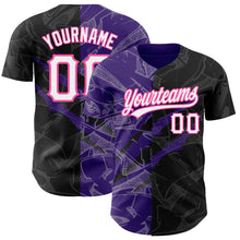 Load image into Gallery viewer, Custom Graffiti Pattern Black Purple-Pink 3D Scratch Authentic Baseball Jersey
