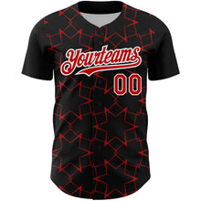 Load image into Gallery viewer, Custom Black Red-White 3D Pattern Design Star Lines Authentic Baseball Jersey
