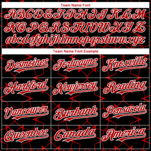 Custom Black Red-White 3D Pattern Design Star Lines Authentic Baseball Jersey