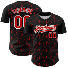 Load image into Gallery viewer, Custom Black Red-White 3D Pattern Design Star Lines Authentic Baseball Jersey
